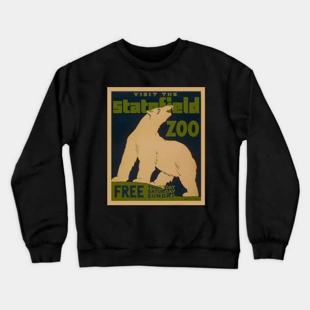 Vintage Zoo Poster Polar Bear Crewneck Sweatshirt by SpaceWiz95